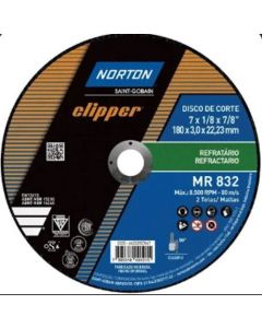 DISCO CORTE REFRATARIO CLIPPER MR832 7(180x3,0x22) NORTON 