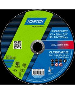 DISCO CORTE MET CLASSIC AR102 FINO 4,5(115x1,0x22) NORTON 