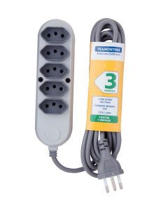 EXTENSAO 5TOM 3P 10A PP 0,75mm 03m 57504030 TRAMONTINA
