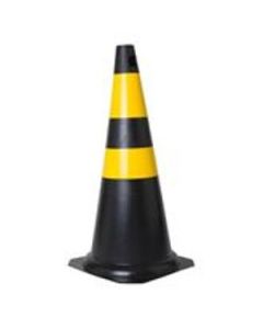 CONE 70cm PRETO E AMARELO REFLETIVO PLASTCOR