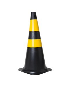 CONE 70cm PRETO E AMARELO REFLETIVO PLASTCOR