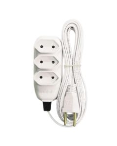 EXTENSAO COMPACTA 3TOM 2P 10A PL 0,75mm 02,5m  BRANCA ILUMI