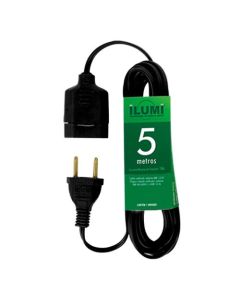 EXTENSAO PROLONG 2P 10A PL 0,75mm 05m PRETA ILUMI
