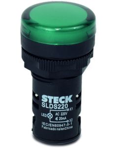 BOTAO SINALIZADOR LED MAX BOTTON 220V VD 22mm SLDS2202