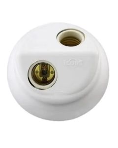 PLAFONIER BASE ILUMI C/PORC DUPLO 100W BRANCO 18092