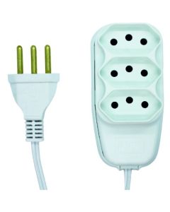 EXTENSAO COMPACTA 3TOM 3P 10A PP 0,75mm 03m BRANCA ILUMI