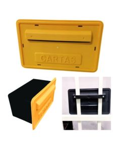 CAIXA CORREIO SOBREPOR/EMBUTIR AMARELA LUPA