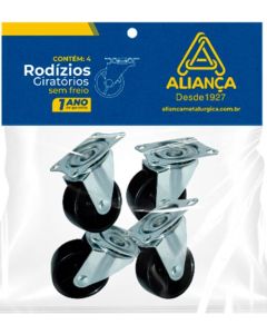 RODIZIO MESA ZINC CARTELA PRETO 38mm ALIANCA(4)