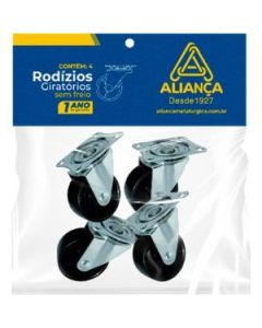 RODIZIO MESA ZINC CARTELA PRETO 50mm ALIANCA(4)