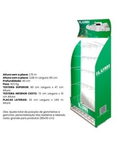 EXPOSITOR CHAO GANCHEIRA MEDIO 1,64m x 0,34m ILUMI MKT